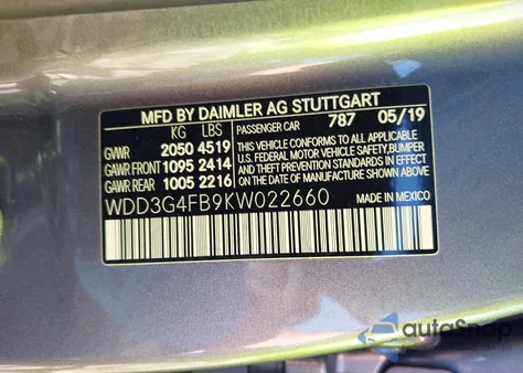 2019 Mercedes-Benz A 220 4Matic z USA, uszkodzony, nr VIN WDD3G4FB9KW022660